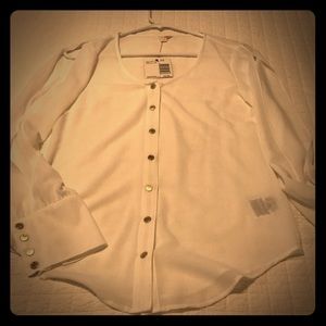 White sheer long sleeves blouse